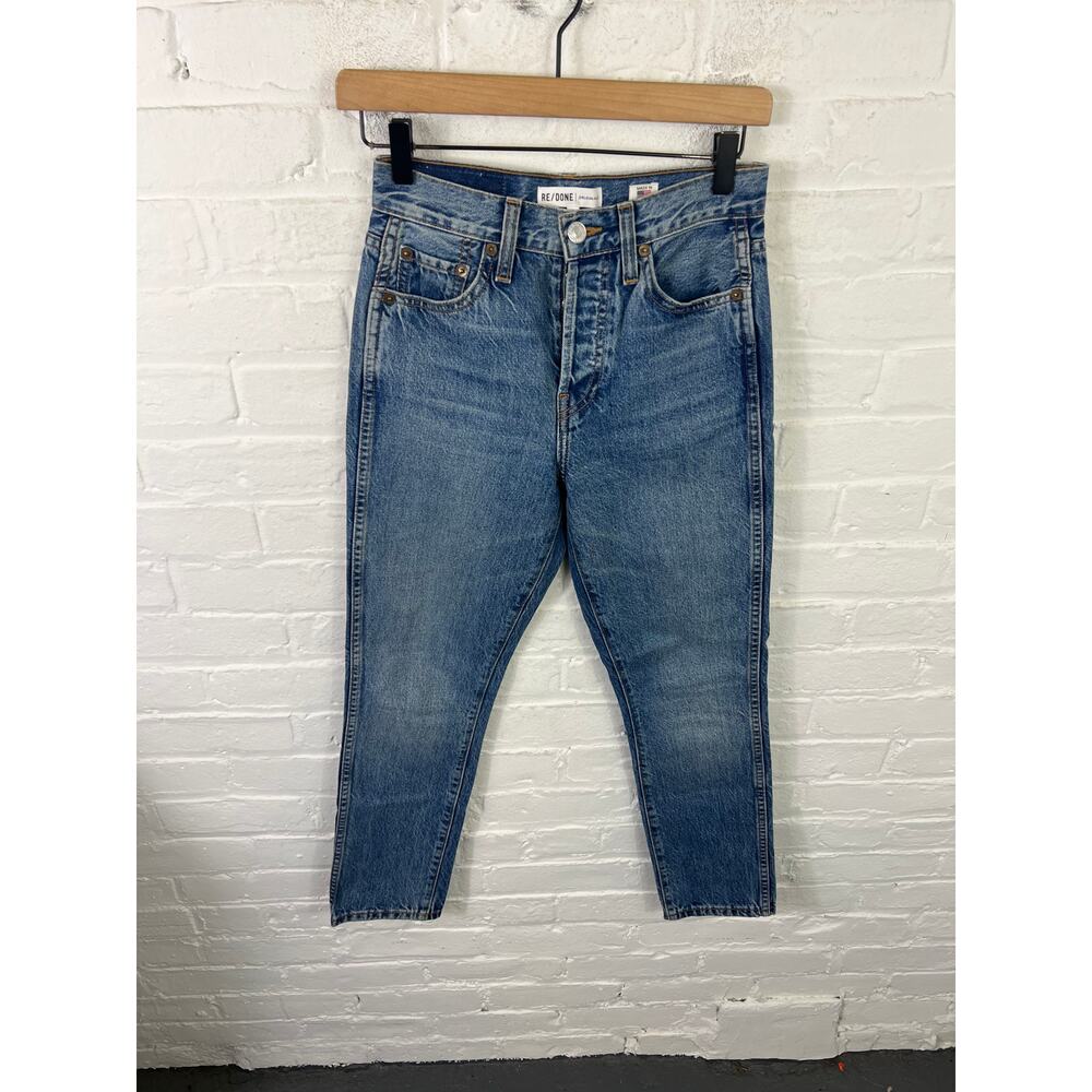 Re/Done Women's Mid-Rise Orignals Skinny Leg Cropped Jeans Denim Blue Size 23